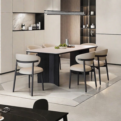 Table de salle à manger italienne en pierre frittée minimaliste