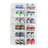 12 Pack Shoe Organizer Storage Bins, Clear Plastic Stackable Shoe Boxes For Closet, Space Saving Foldable Shoe Storage Bins, Sneaker Storage Shoe Box Container, White Frame 