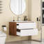 Meuble-lavabo mural 32 po avec lavabo, armoire avec tiroirs doubles, système de fermeture en douceur, lavabo en céramique, facile à installer, conception unique sans poignée