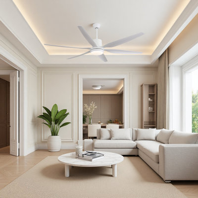 66 In. Matte-white Ceiling Fan With Tri-cct 1350-lumen Led, 6 Abs Blades, Dc Motor, Remote And 3 Downrods