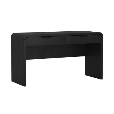 Grace 54" Modern Home Office Desk with 2 Drawers in Black