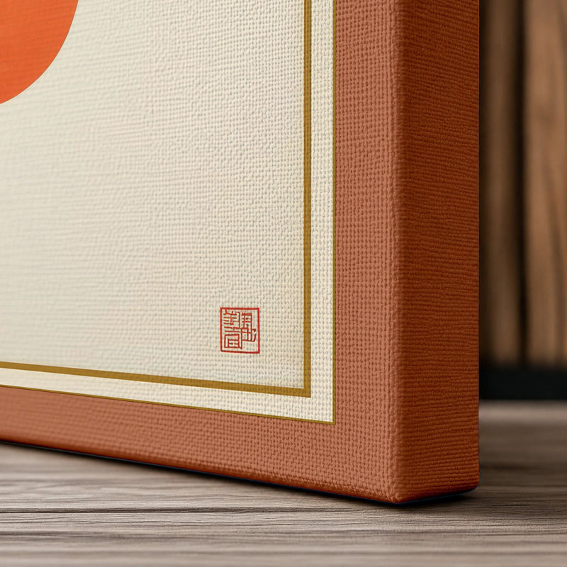 Orange Branch Japandi - Wrapped Canvas, 18x12 - 45.7 x 30.5 cm, Terracotta Border