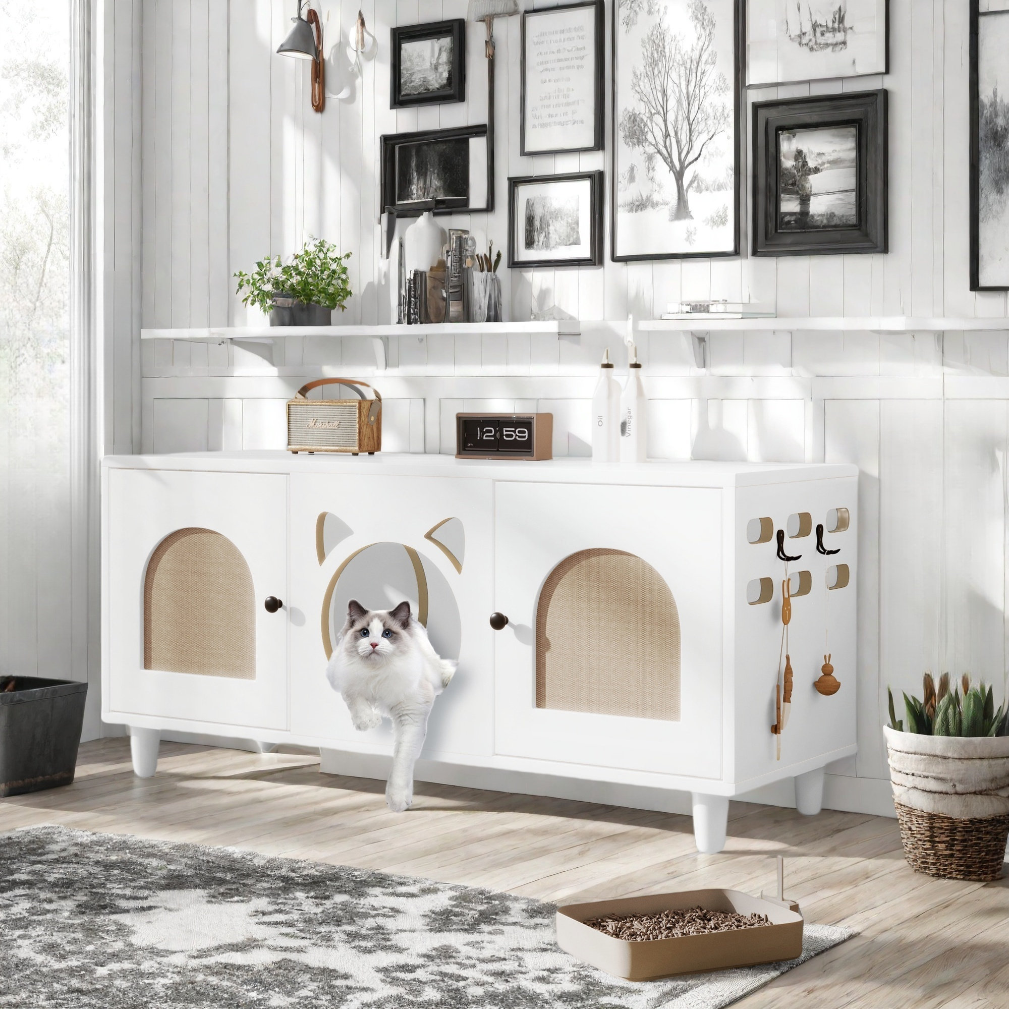 Tucker Murphy Pet™ Cat Litter Box With Sisal Scratching Doors And Cat ...