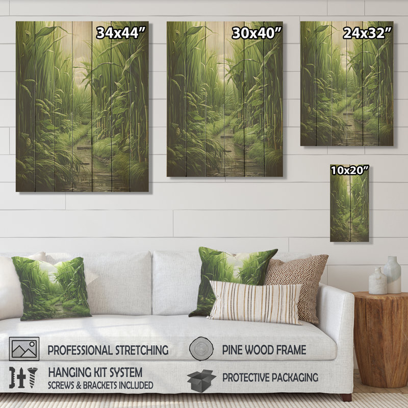 Herbes Chive Symphony II - Herbes florales sur bois, H 32 po x l 24 po