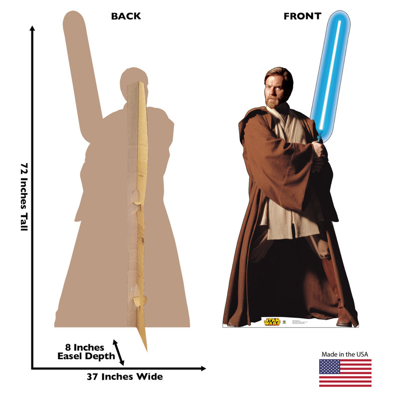 Life-Size Obi-Wan Kenobi Cardboard Standup with Blue Lightsaber