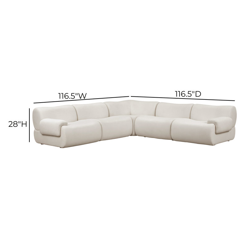 Canapé modulaire en L Zenith, Mélange de polyester crème