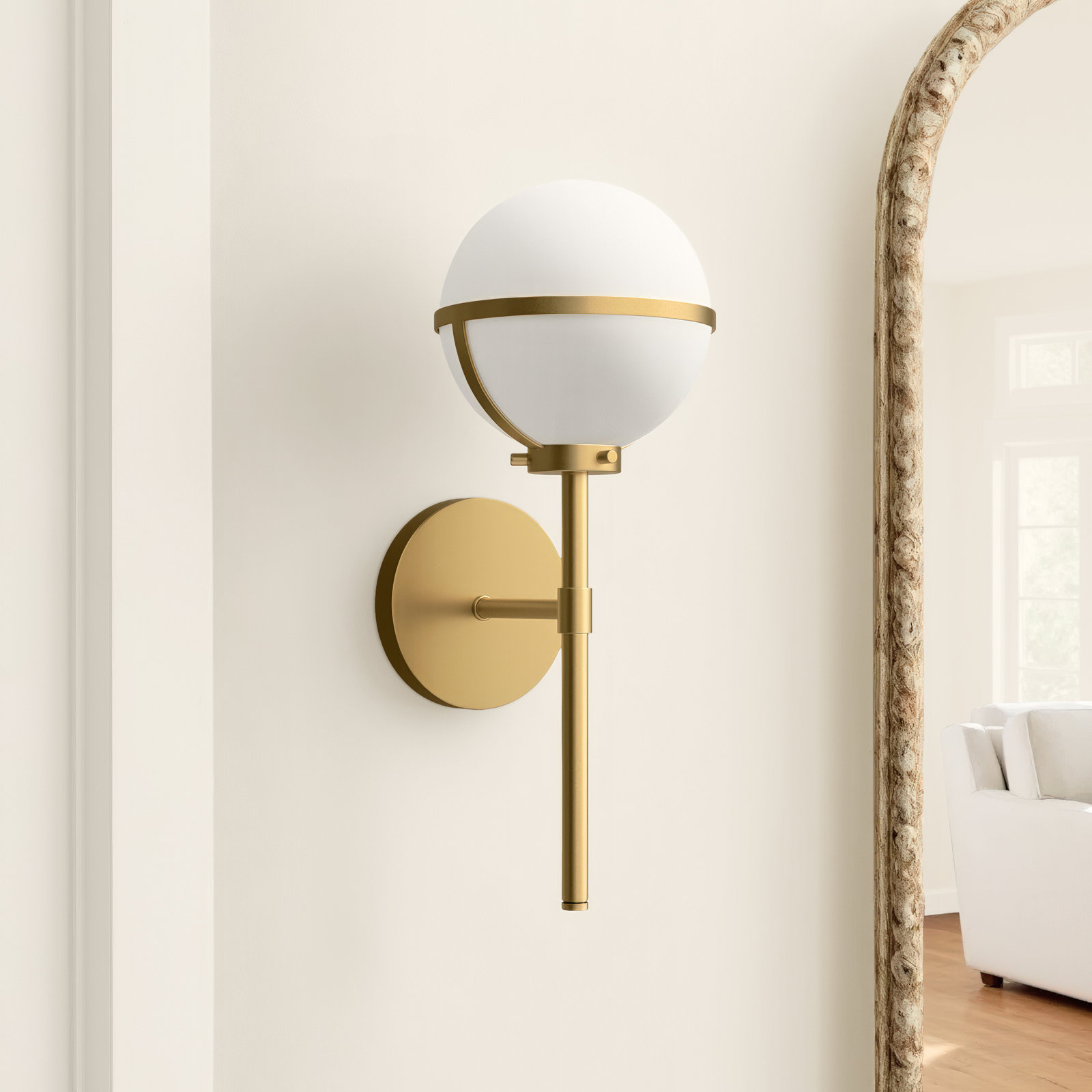 Adneta Single Light Glass Dimmable Wallchiere, Heritage Brass