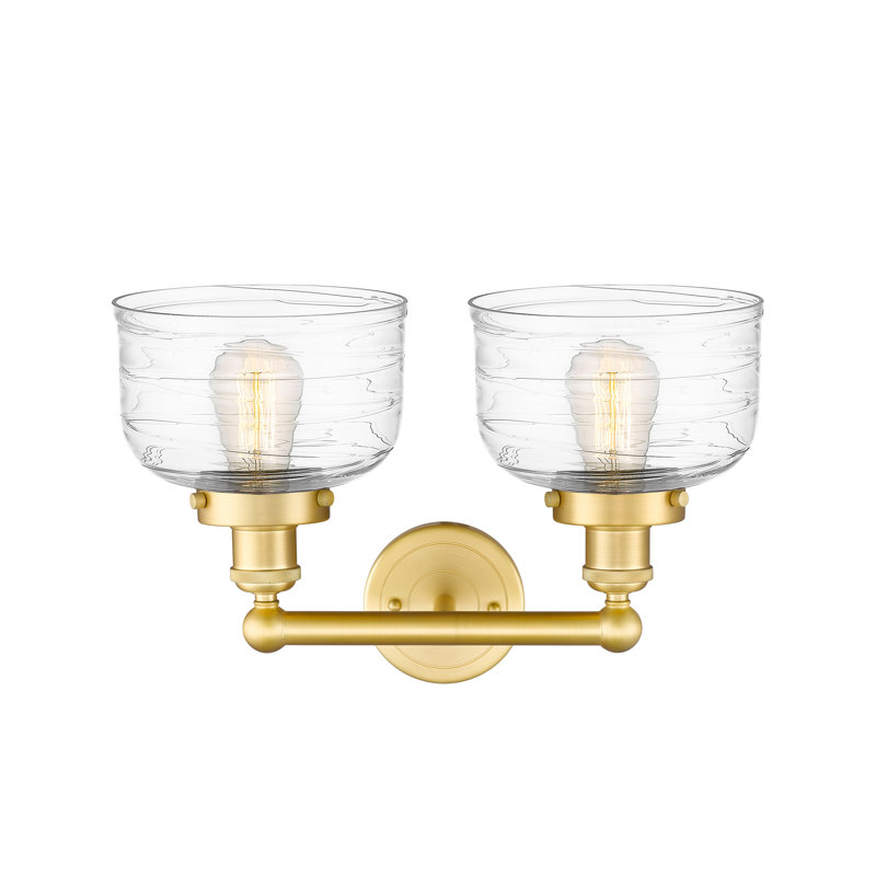 Arlester 2 - Light Dimmable Vanity Light, Satin Gold, Clear Deco Swirl