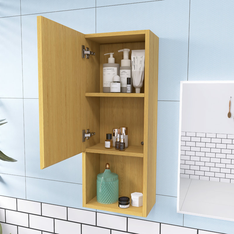 14 In. W X 12 In. D X 35 In. H Plywood Light Oak Linen Cabinet