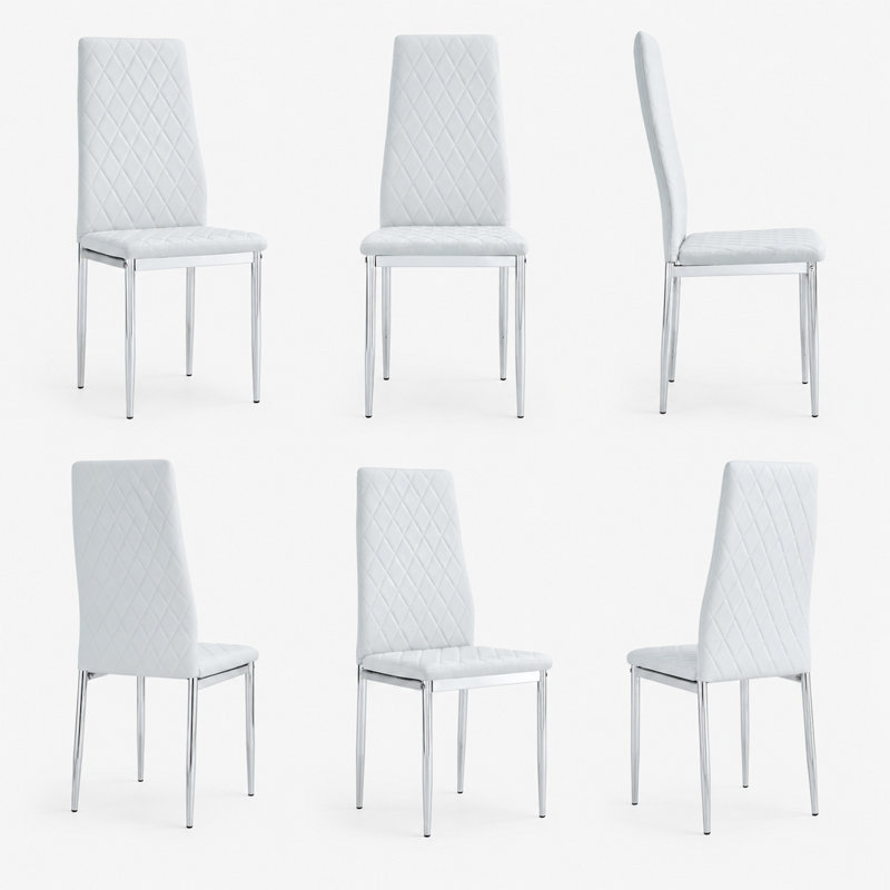 Modern Diamond Tufted Upholstered Parsons Dining Chair(Set of 6), Gray, 6