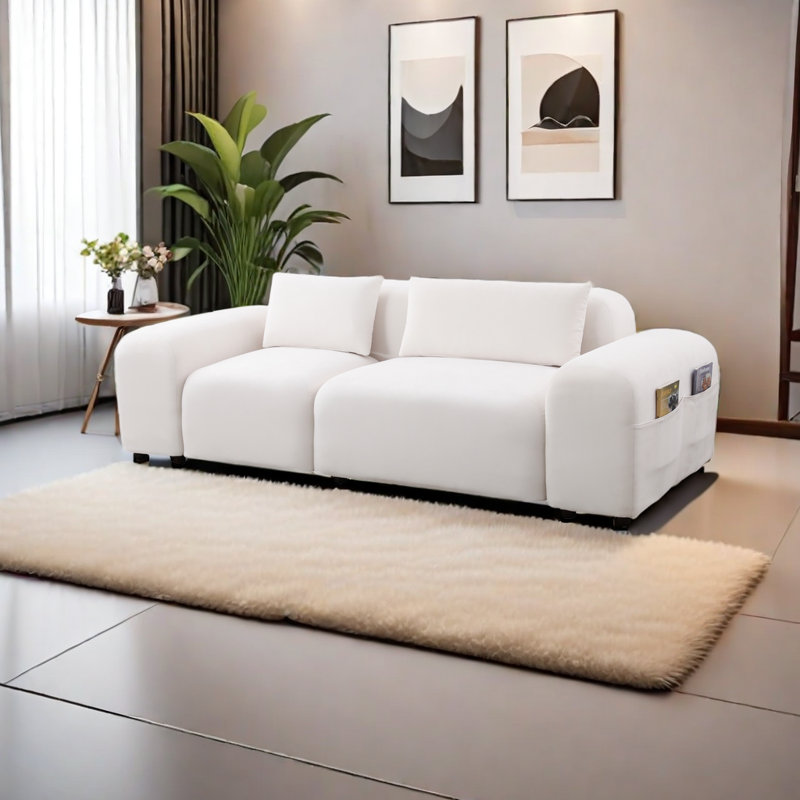 Arco 65" Microfiber 2-Piece Living Room Sofa