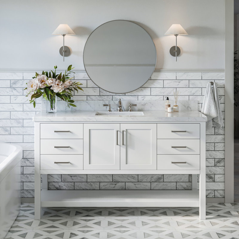Magnolia Bath Vanity Rectangular Basin S061SCWRV, White