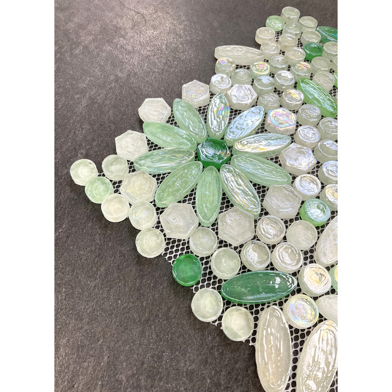 Carreau de mosaïque en verre à motif floral - tuile décorative murale et dosseret