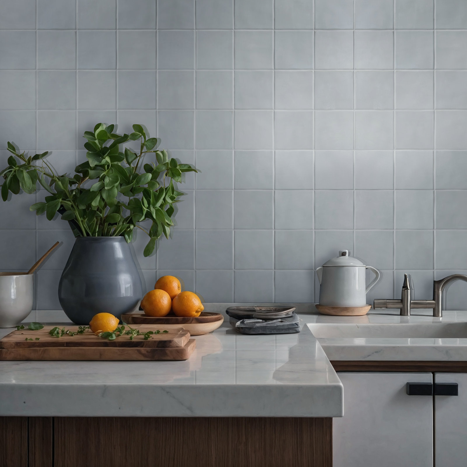 Renzo Glossy Ceramic Wall Tile, Sky