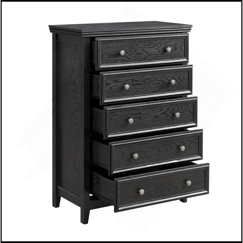 Commode polyvalente à 5 tiroirs pour un espace de vie organisé, Noir