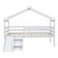 Lit mezzanine simple en bois massif avec glissoire, échelle et structure de toit