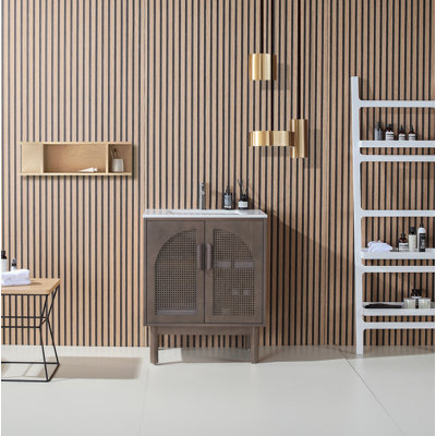 Ensemble de meuble-lavabo simple 29,13 po Emir avec plateau en quartz blanc