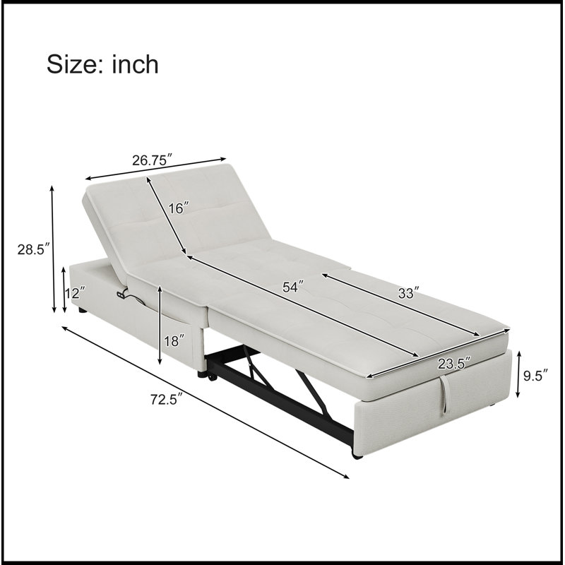 4-in-1 Sofa Bed, Chair Bed, Multi-Function Folding Ottoman Bed