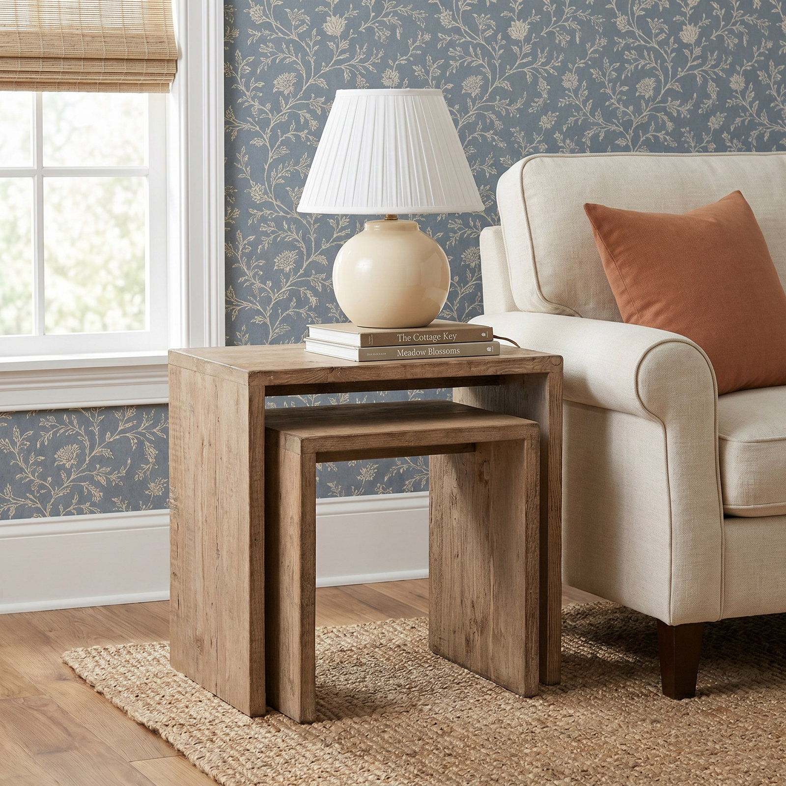 Blu 24" Pine Nesting End Tables, Light Wash