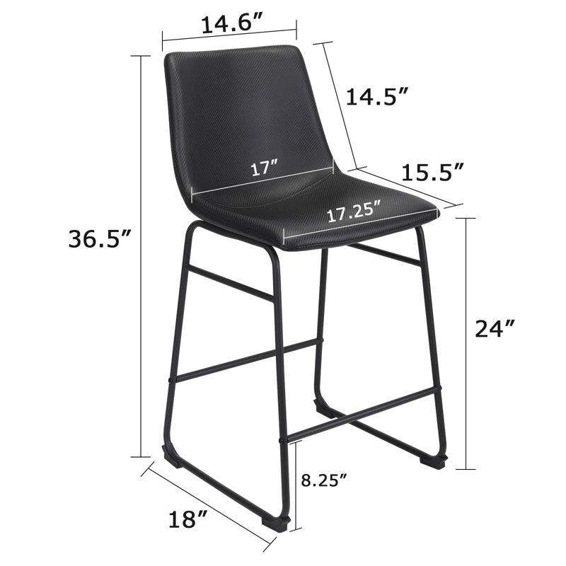 Madbury Upholstered Counter Stool, Black