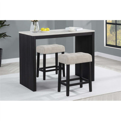 Three-Piece Counter Height Set with Tufted Seat Stools and Footrest, Offering Contemporary Style for Casual Dining Spaces