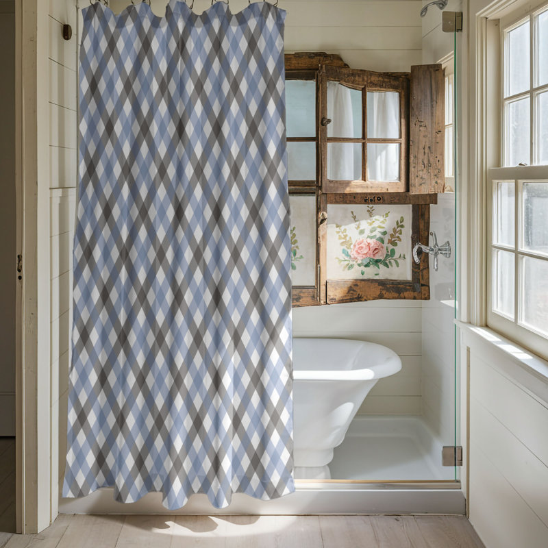 Blue Lines - Premium Shower Curtain, 74"H x 71"W