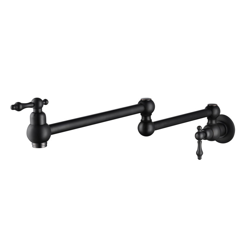 Robinet de lavabo mural noir mat, laiton, bras pour remplissage rapide et sans tracas, poignées doubles pour gérer la symétrie du débit d'eau, support de revêtement anti-corrosion en noir, débit réglable en douceur,