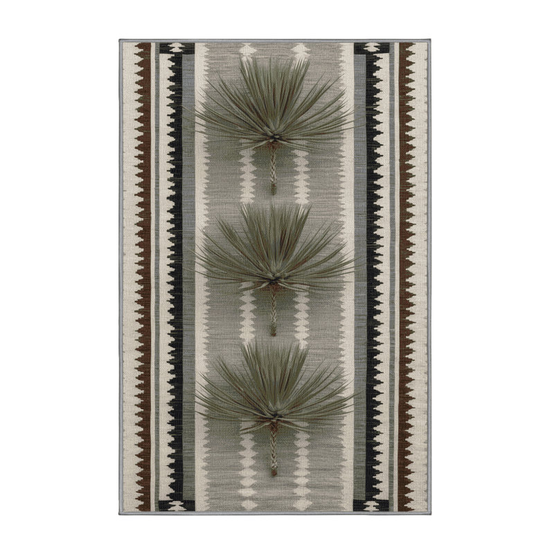  Washable Four Wing Saltbush Southwestern Area Rug, Rectangle 2' x 3'