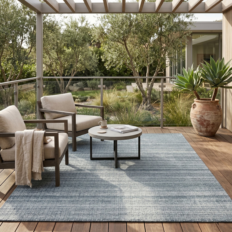 Tapis extérieur gris tissé à la main Atlantic, Rectangle 2 pi x 3 pi