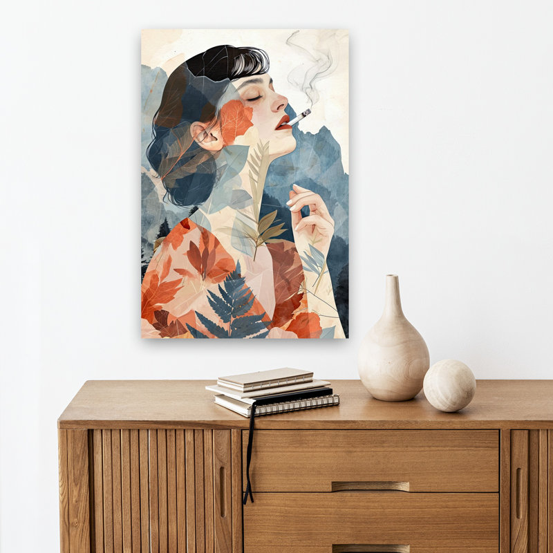 «Autumn Smoke Portrait», art mural forêt éthérée sereine et automne, H 18 po x l 12 po