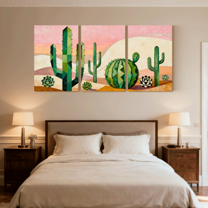 Cactus du désert, impression de paysage de cactus, ensemble de 3 impressions sur toile, H 18 po x l 36 po