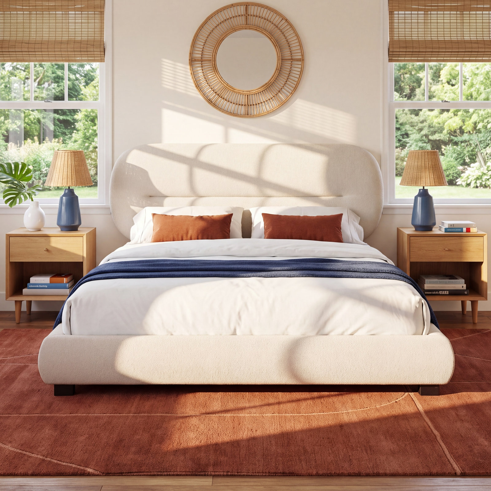 Armadi Upholstered Bed, King, Oatmeal
