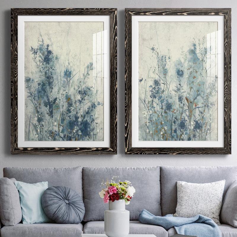 Encadré mat de qualité supérieure AU CH Blue Spring I - prêt à être accroché, Cadre noir, H 31,5 po x l 47 po x P 1,5 po