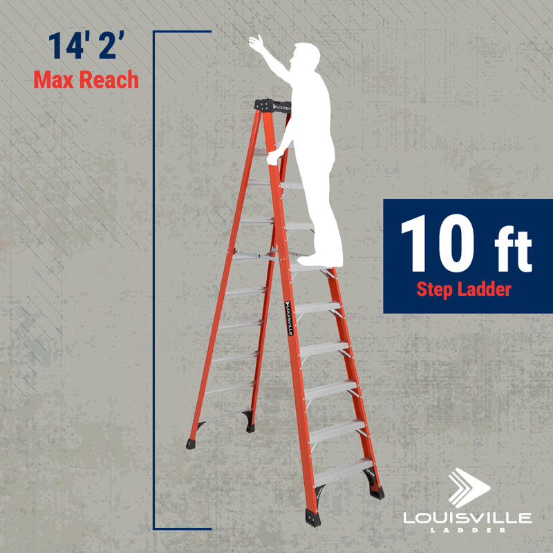 Échelle de louisville, échelle de 10 pi, échelle en fibre de verre, iaa type, capacité de charge de 375 lb, fs1410hd