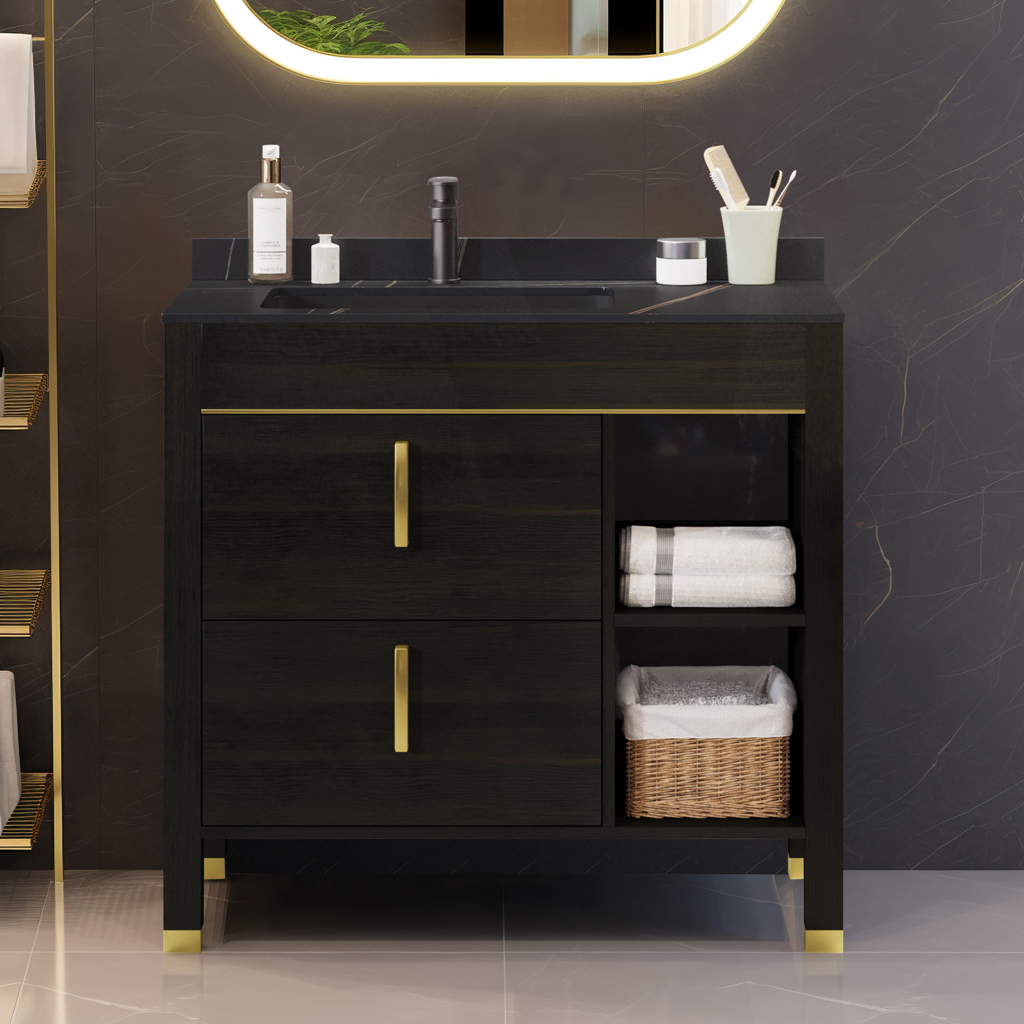 Willa Arlo Interiors Axelle 35'' Free Standing Bathroom Vanity with ...