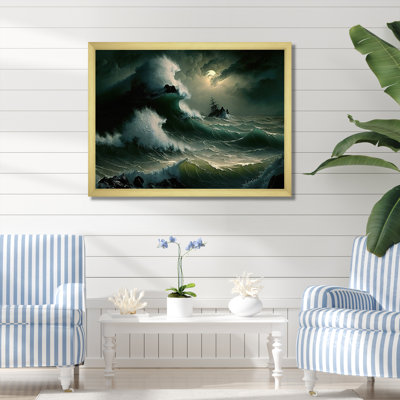 Voilier sur les vagues sauvages de la haute mer I - impression