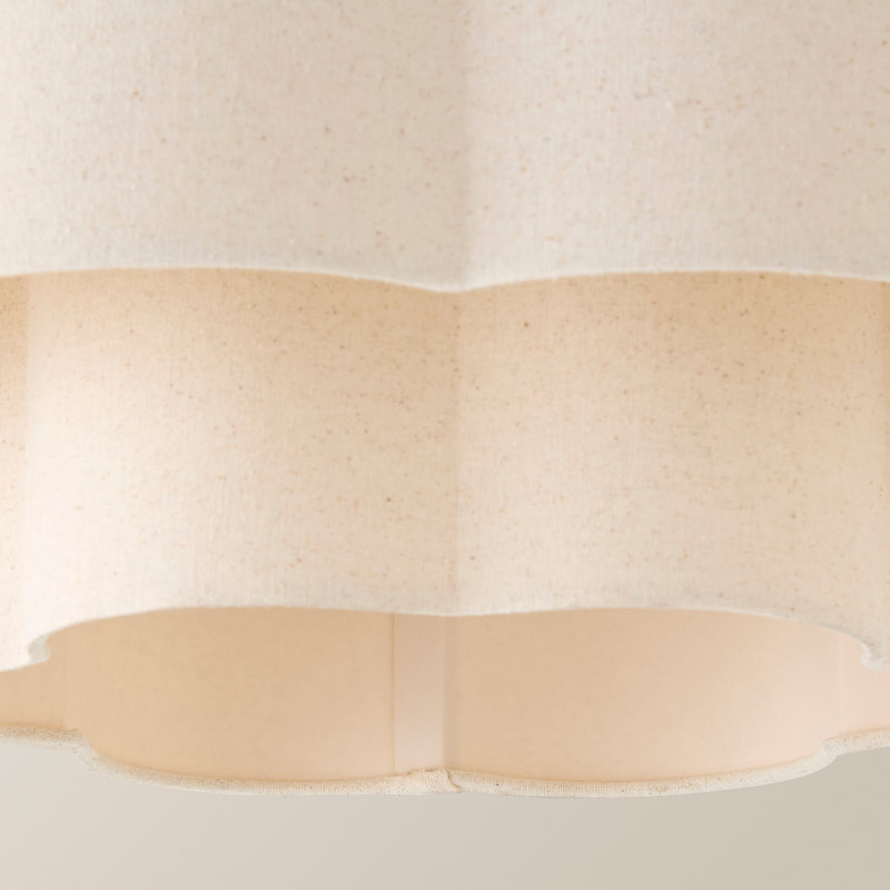 Nora Natural 2 Tier Linen Scallop Shade, With Bulb, Cream