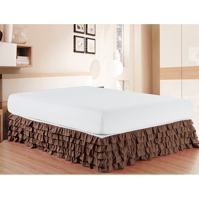 Jupe de lit à plis multiples en microfibre de qualité hôtelière Elegant Comfort Luxurious 1500, Double, Brun chocolat