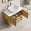 36 lavabos de meuble-lavabo autoportant en bambou grain de bois