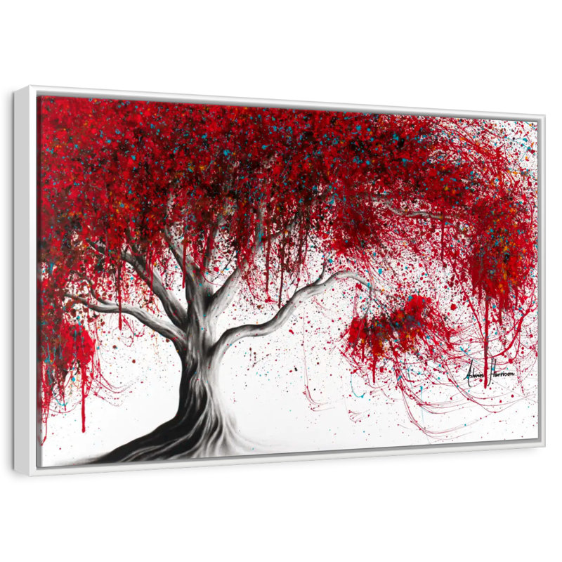 Arbre Magenta, Cadre flottant blanc, 31 po x 21 po