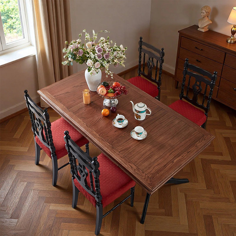 Retro-style dining table sets, 30.7" H x 70.86" W x 35.43" D