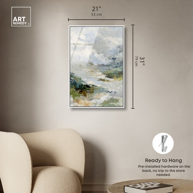 Décoration murale de bureau encadrée Mountain Mist par Art Remedy, cadre blanc, 20 x 30, 31"H x 21"W, White Frame
