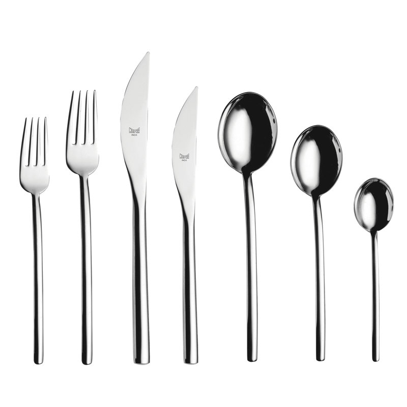 Due Flatware Set - 42 Pieces - Stainless Steel, Silver