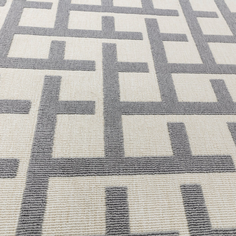 Geo Indoor/Outdoor Cream/Grey Area Rug, Rectangle 80 x 150cm