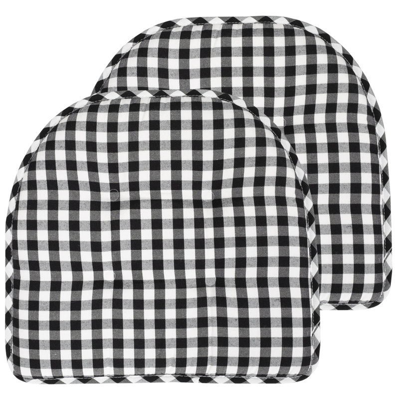 Black and White Buffalo Check Memory Foam Chair Cushion Set