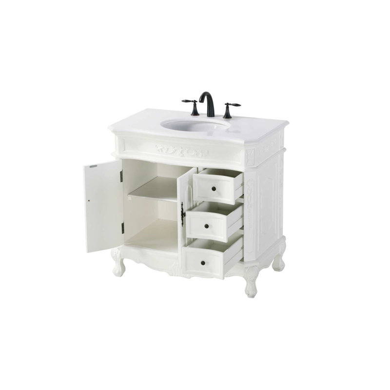 Ensemble de meuble-lavabo simple 36 po Lunette, Blanc antique, 36"