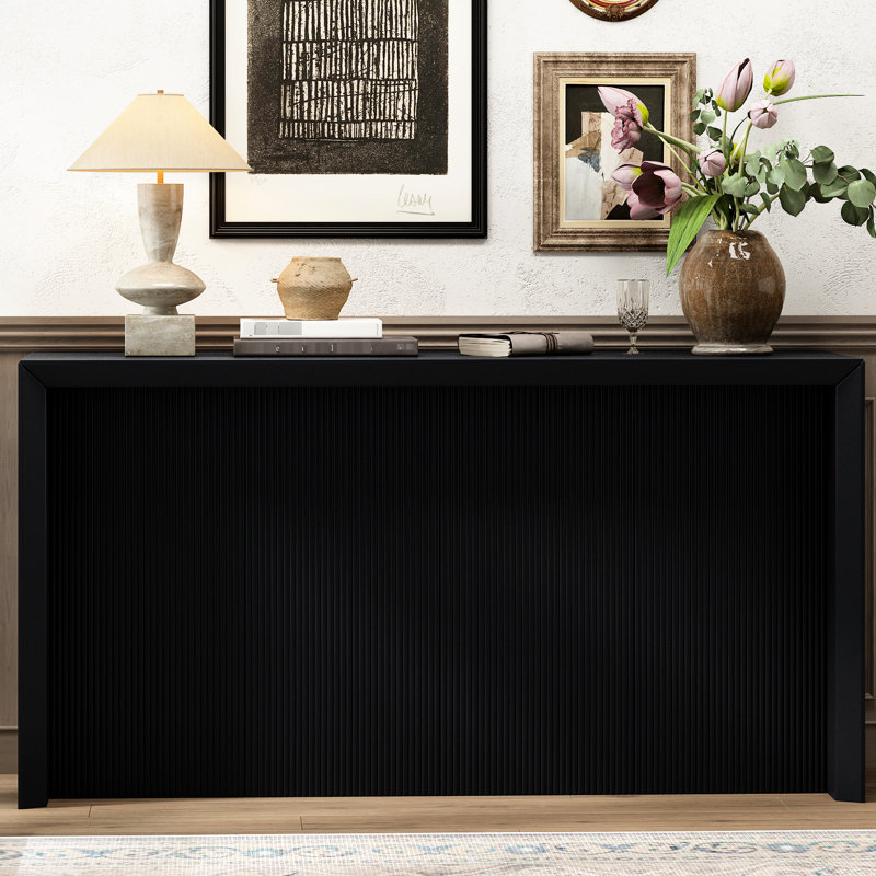 Table simple en placage de bois pour vestibule et couloir, H 30,68 po x L 58,16 po x l 15,77 po, Noir