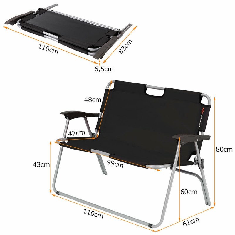 Jessenia Fabric Folding Chair, Black