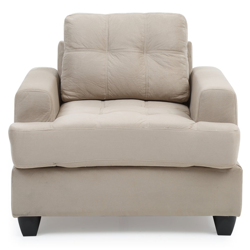Baerman Faux Leather Chair And A Half, Vanilla Faux Leather