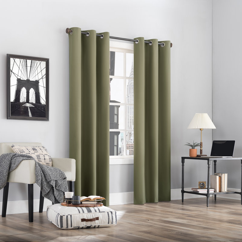Thermal 100% Blackout Grommet Curtain Panel - Basics by Wayfair™, 40" W x 84" L, Olive Green